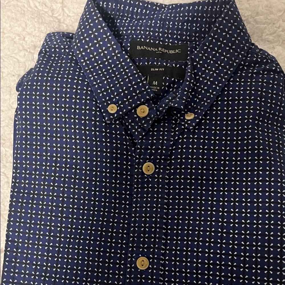 Banana Republic Men's Navy Geometric Shirt